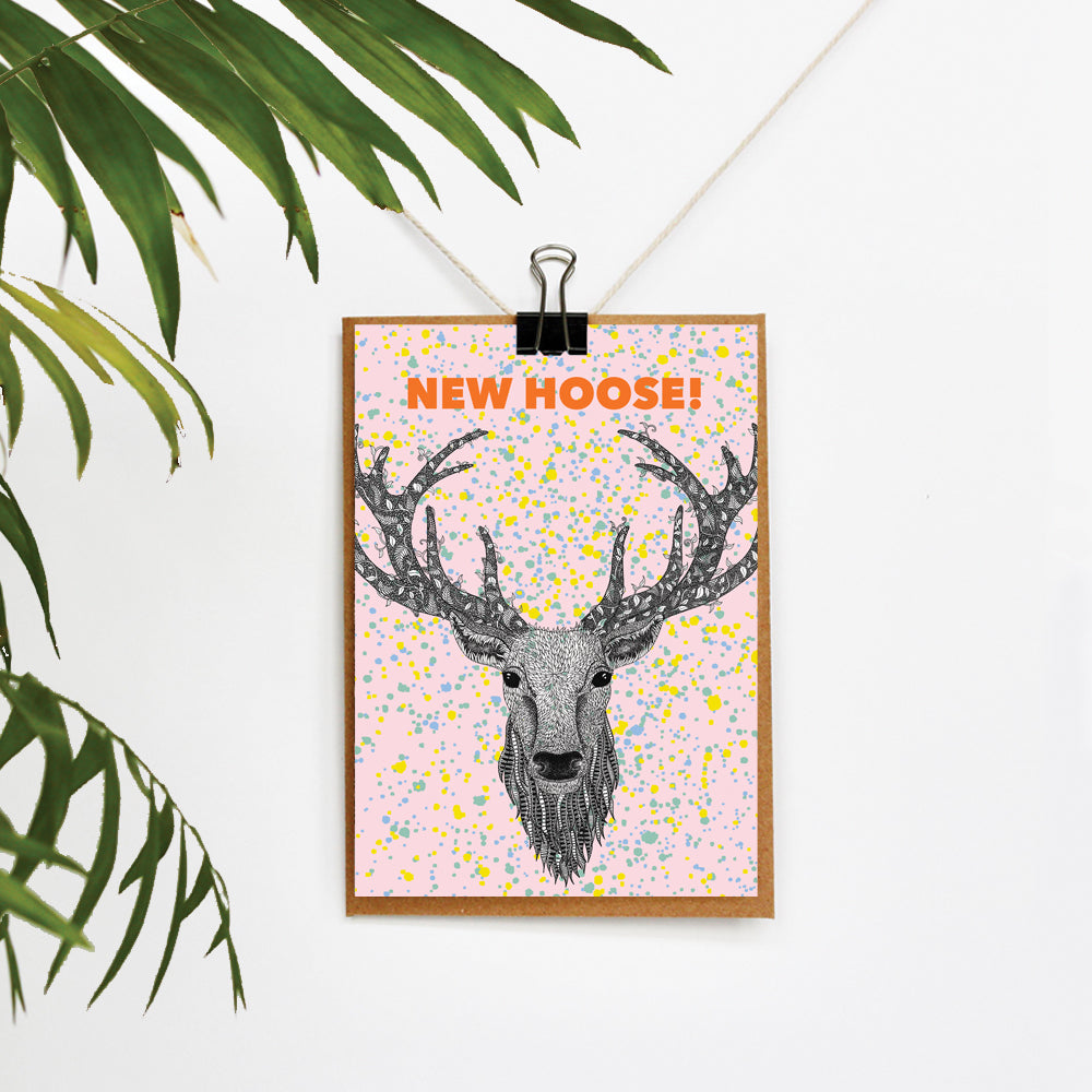 Stag's Head Colourful New Home Card