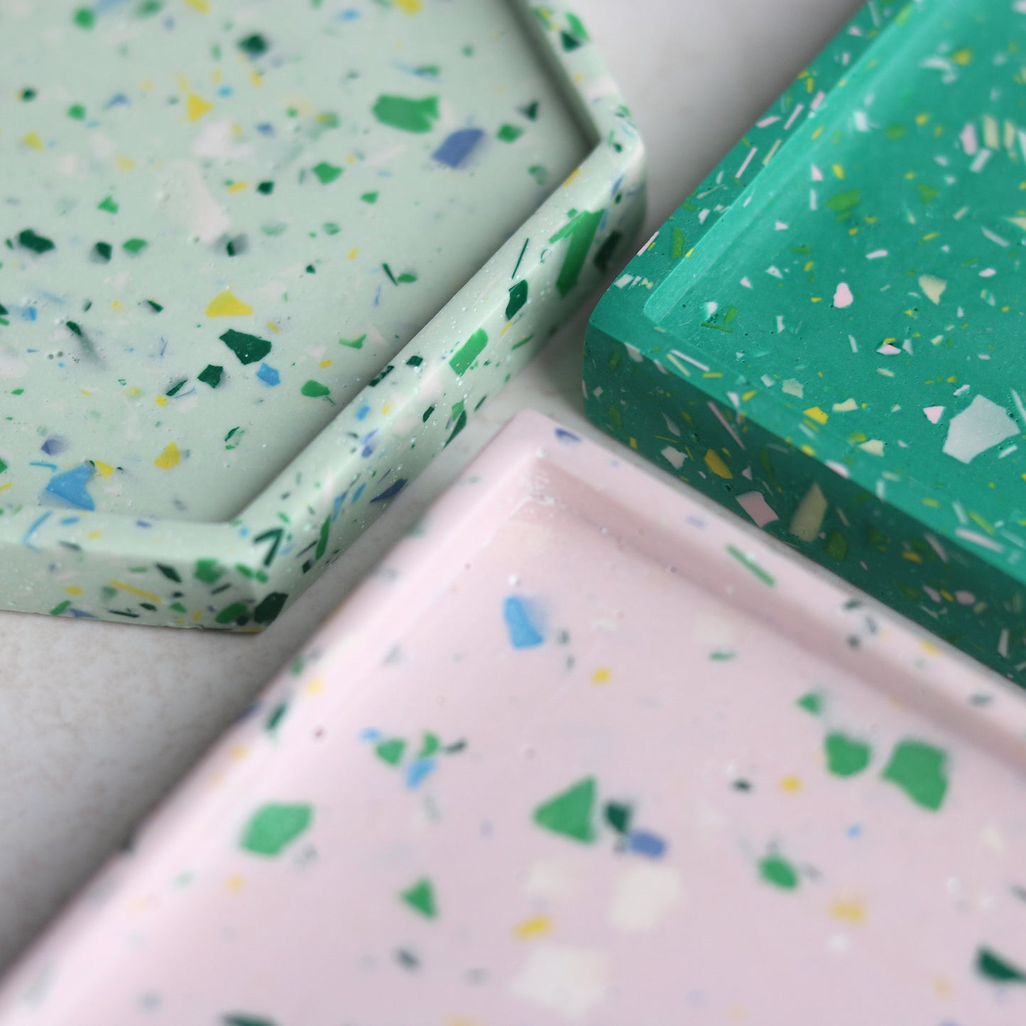 Square Trinket Tray in Pink Terrazzo