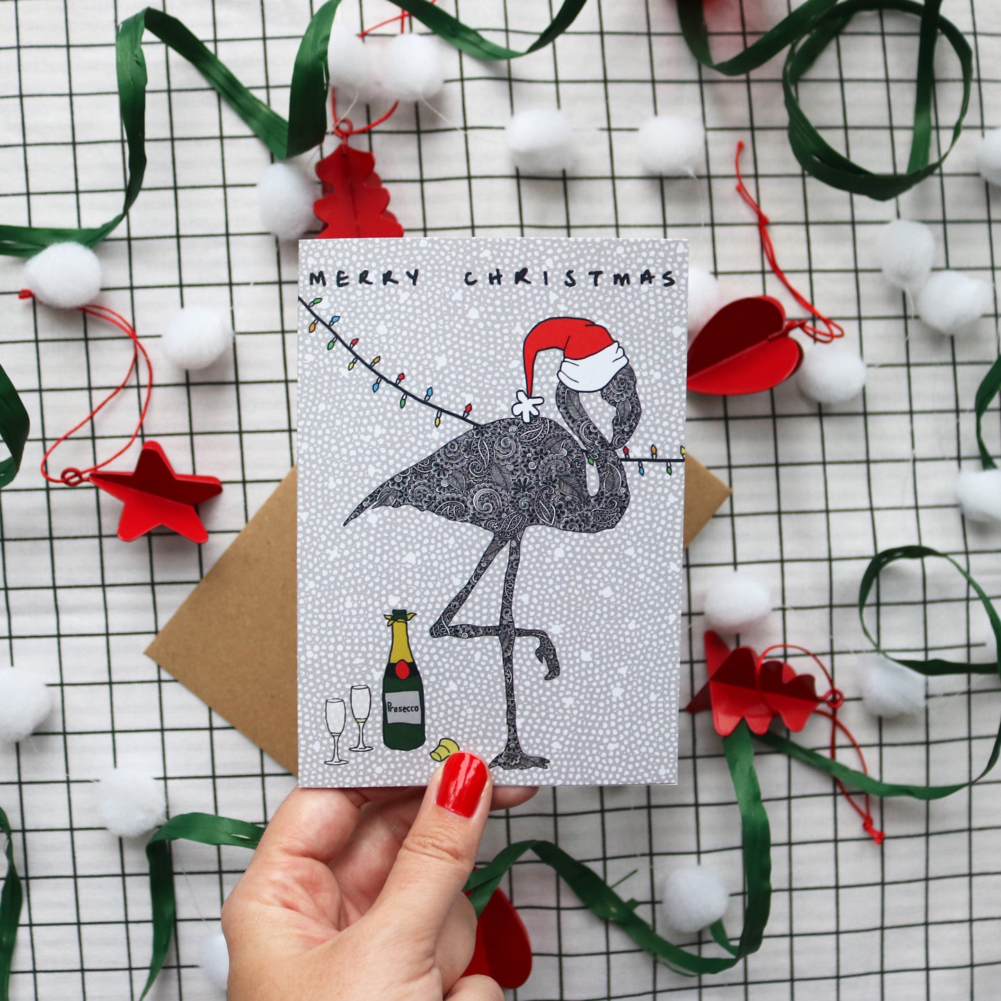 Party Flamingo Christmas Card