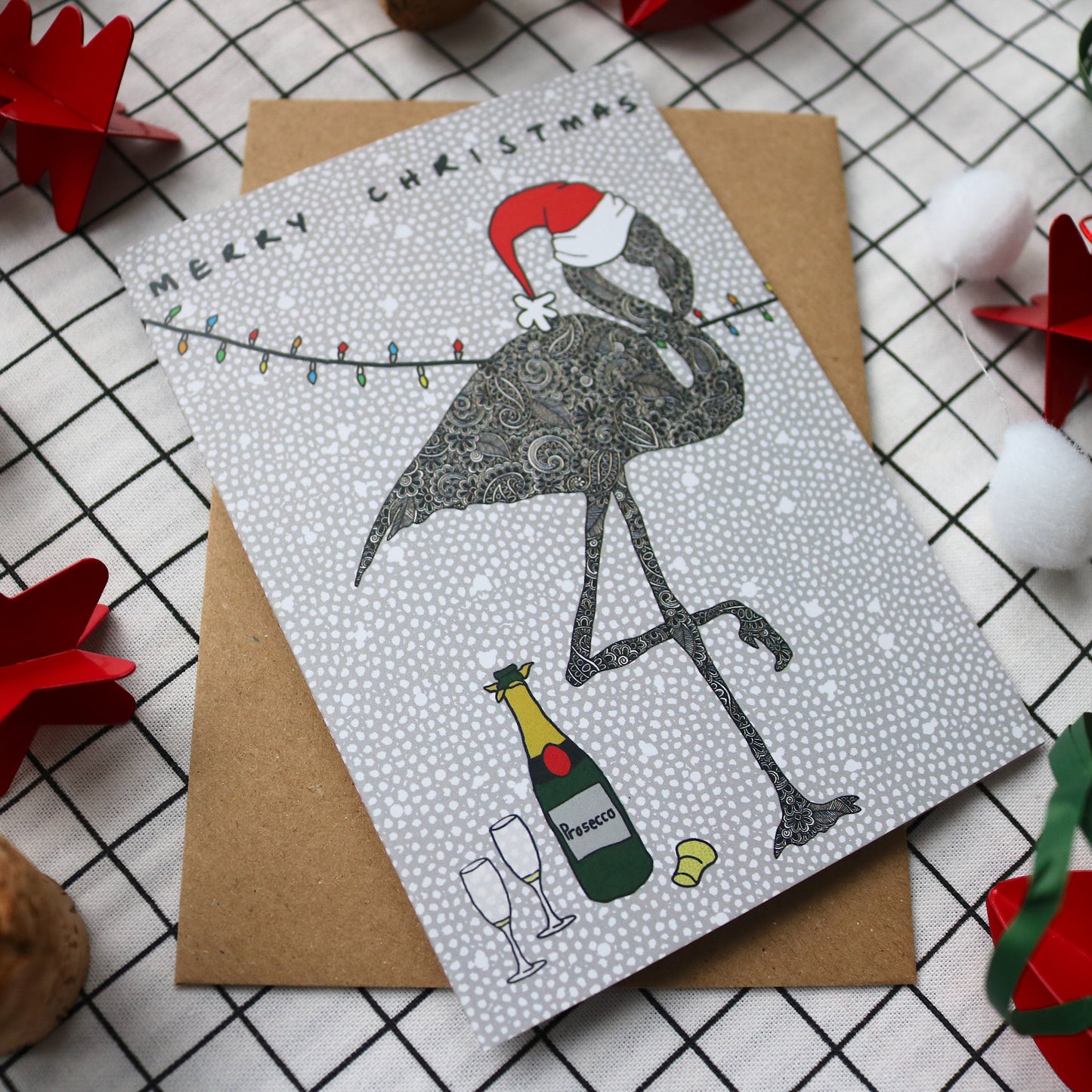 Party Flamingo Christmas Card