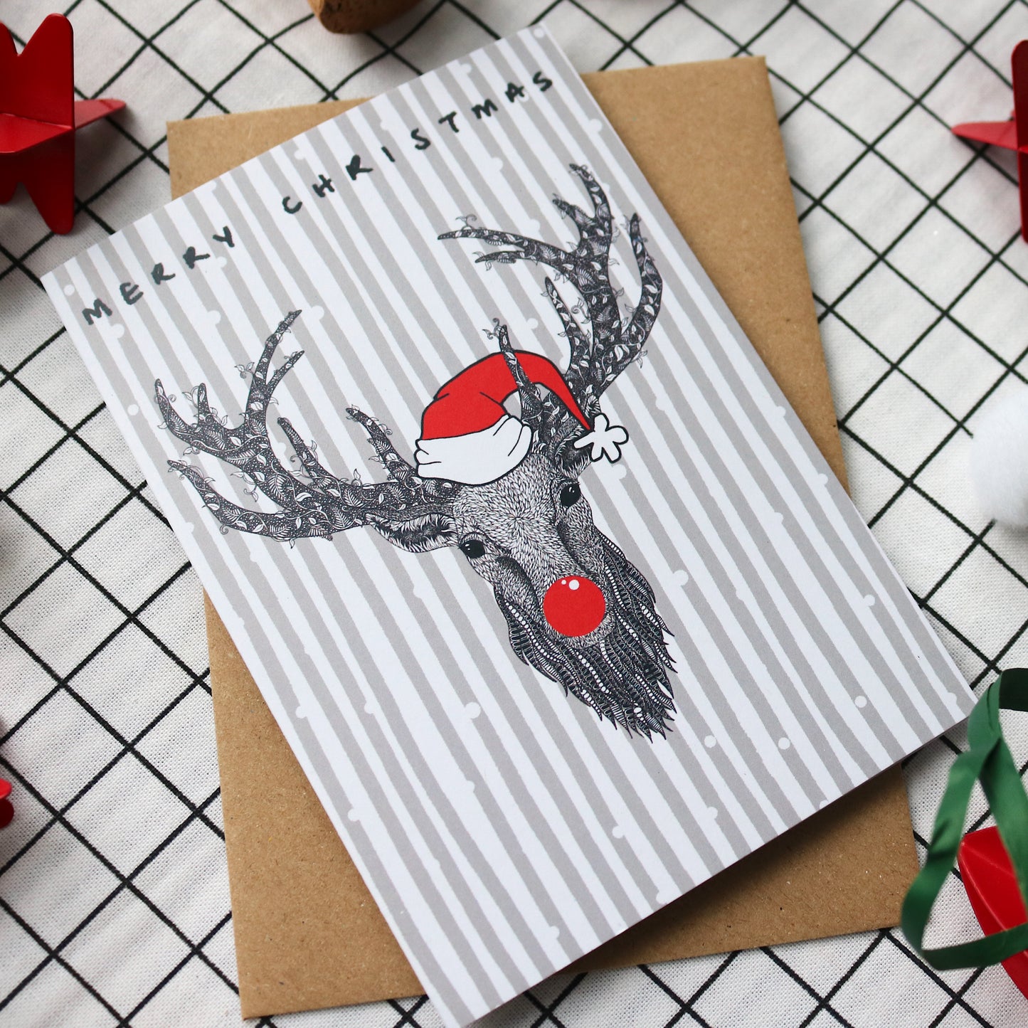 Scottish Stag Head Christmas Card
