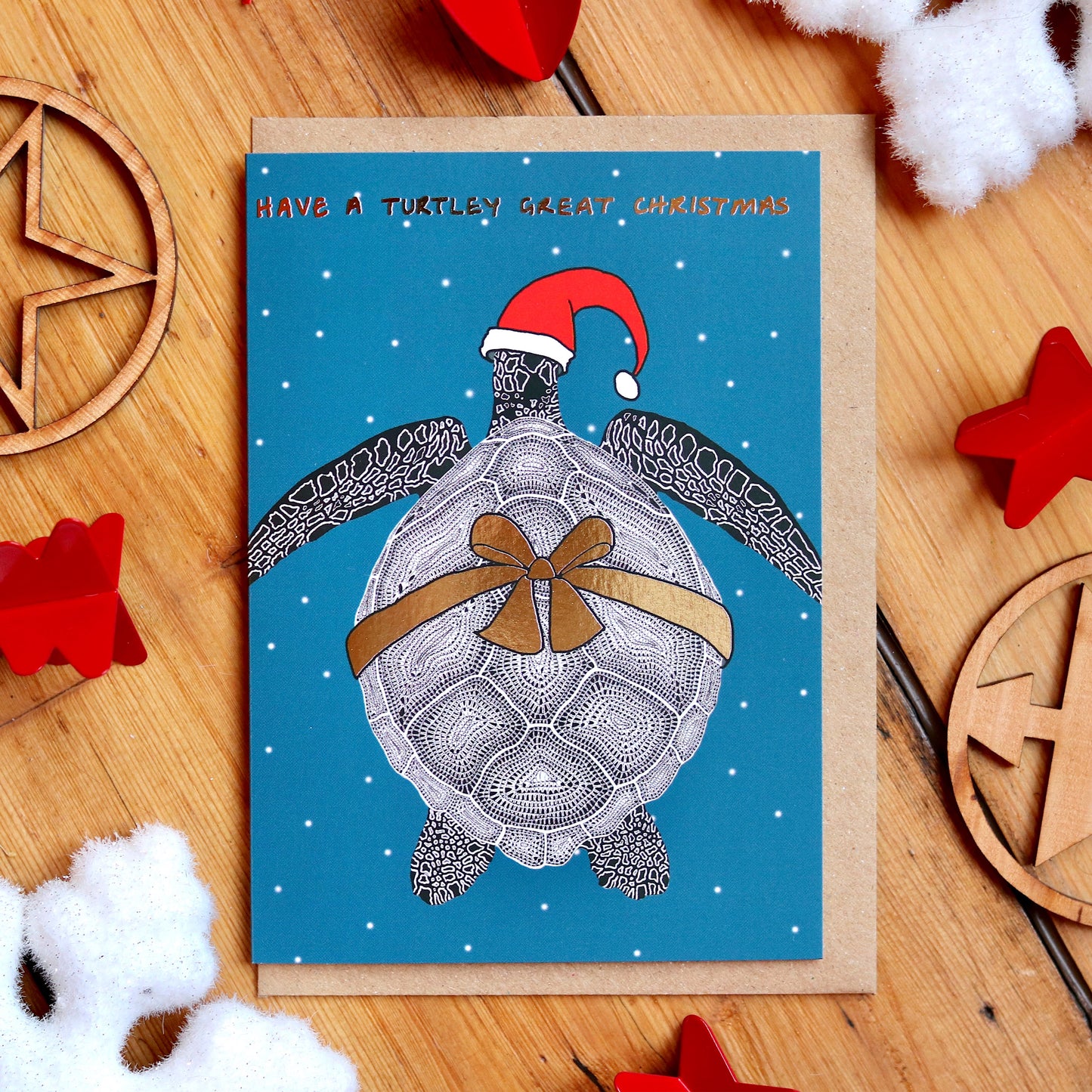 Turtle Bow Foiled Christmas Card