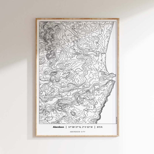 Aberdeen Linear Topography Map Print