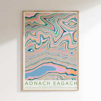 Aonach Eagach Colourful Topography Map Print