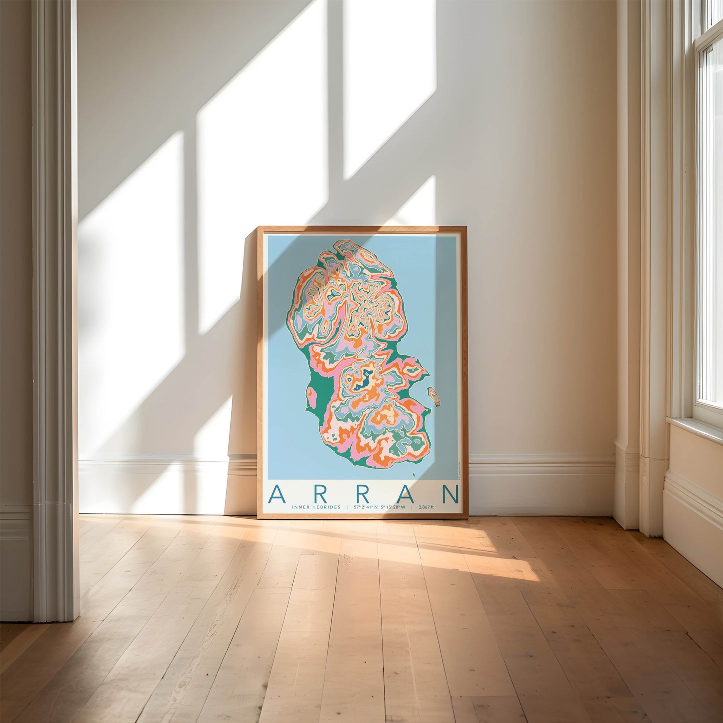 Isle of Arran Colourful Topography Map Print