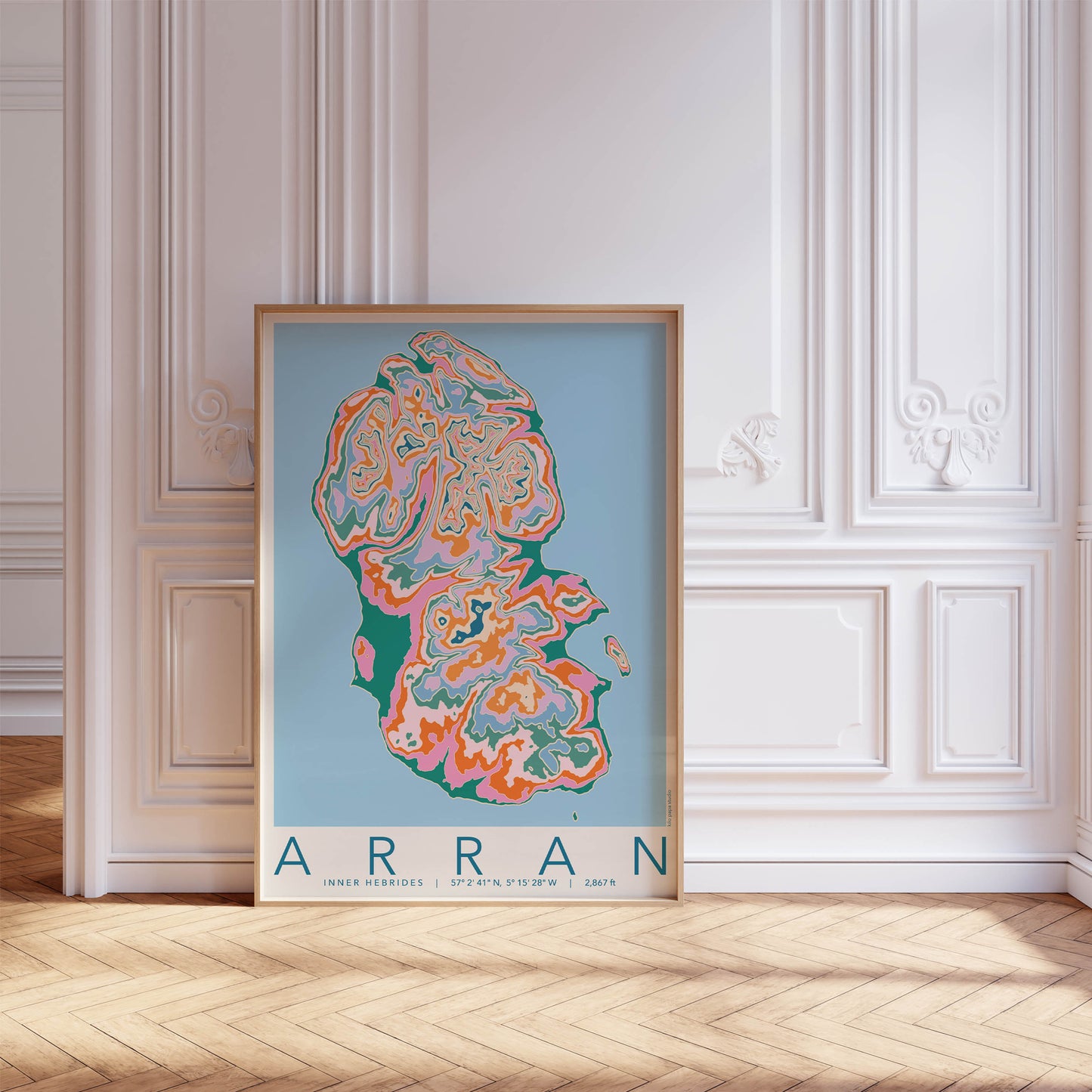 Isle of Arran Colourful Topography Map Print