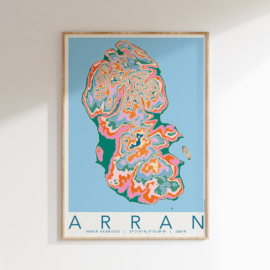 Isle of Arran Colourful Topography Map Print