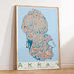 Arran Colourful Topography Map Print