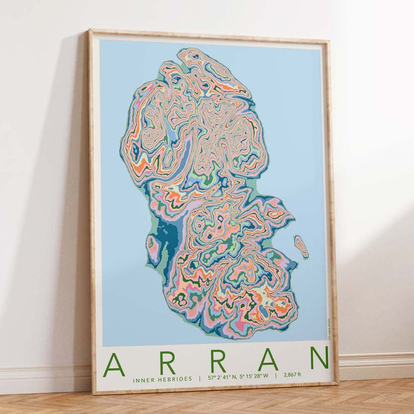 Arran Colourful Topography Map Print