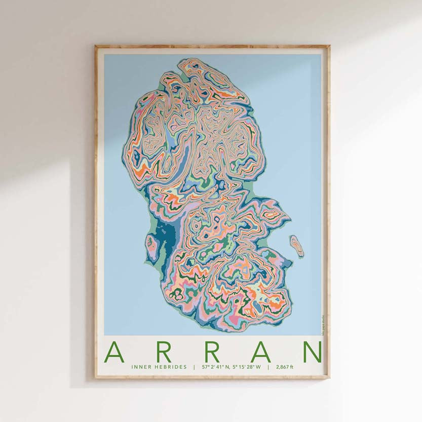 Arran Colourful Topography Map Print
