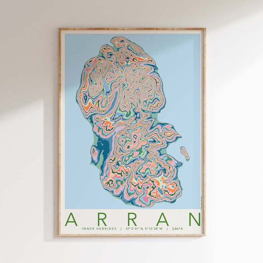 Arran Colourful Topography Map Print