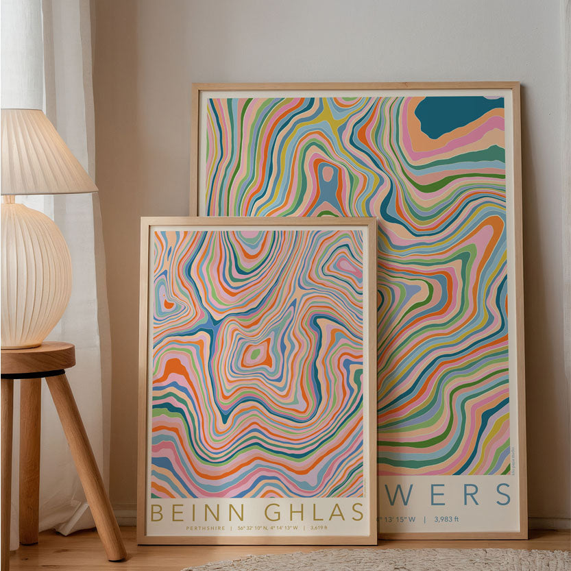 Beinn Ghlas Colourful Topography Map Print