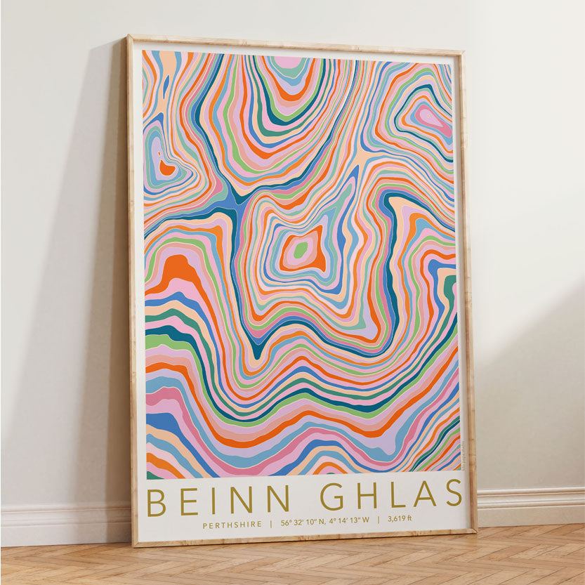 Beinn Ghlas Colourful Topography Map Print