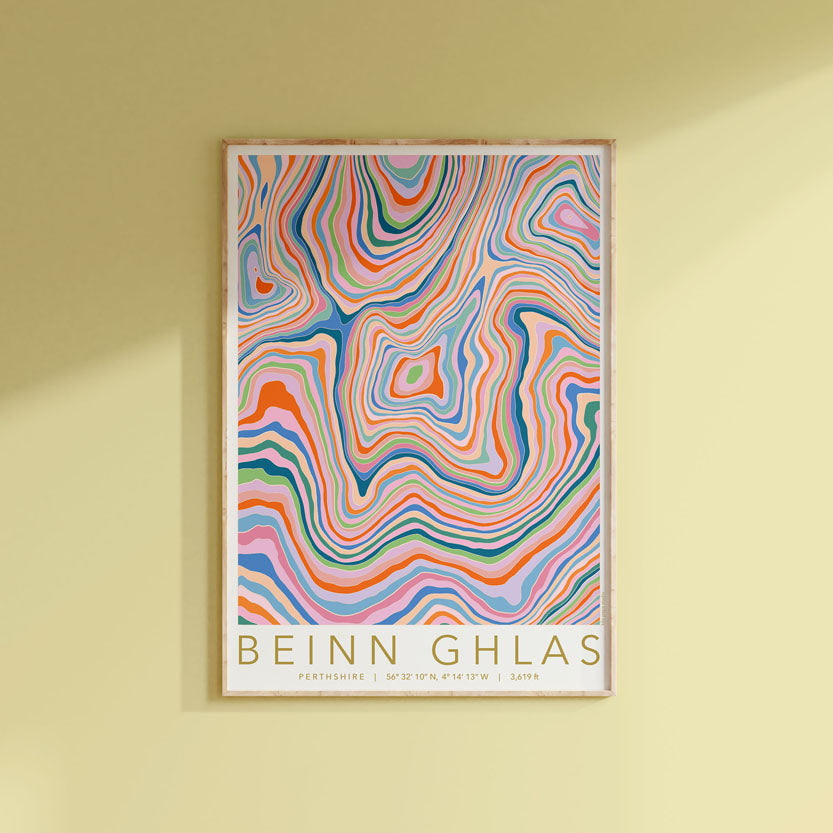 Beinn Ghlas Colourful Topography Map Print