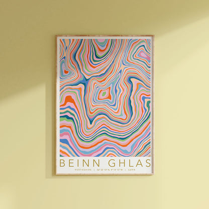 Beinn Ghlas Colourful Topography Map Print