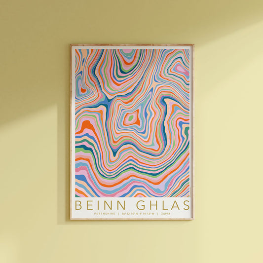Beinn Ghlas Colourful Topography Map Print
