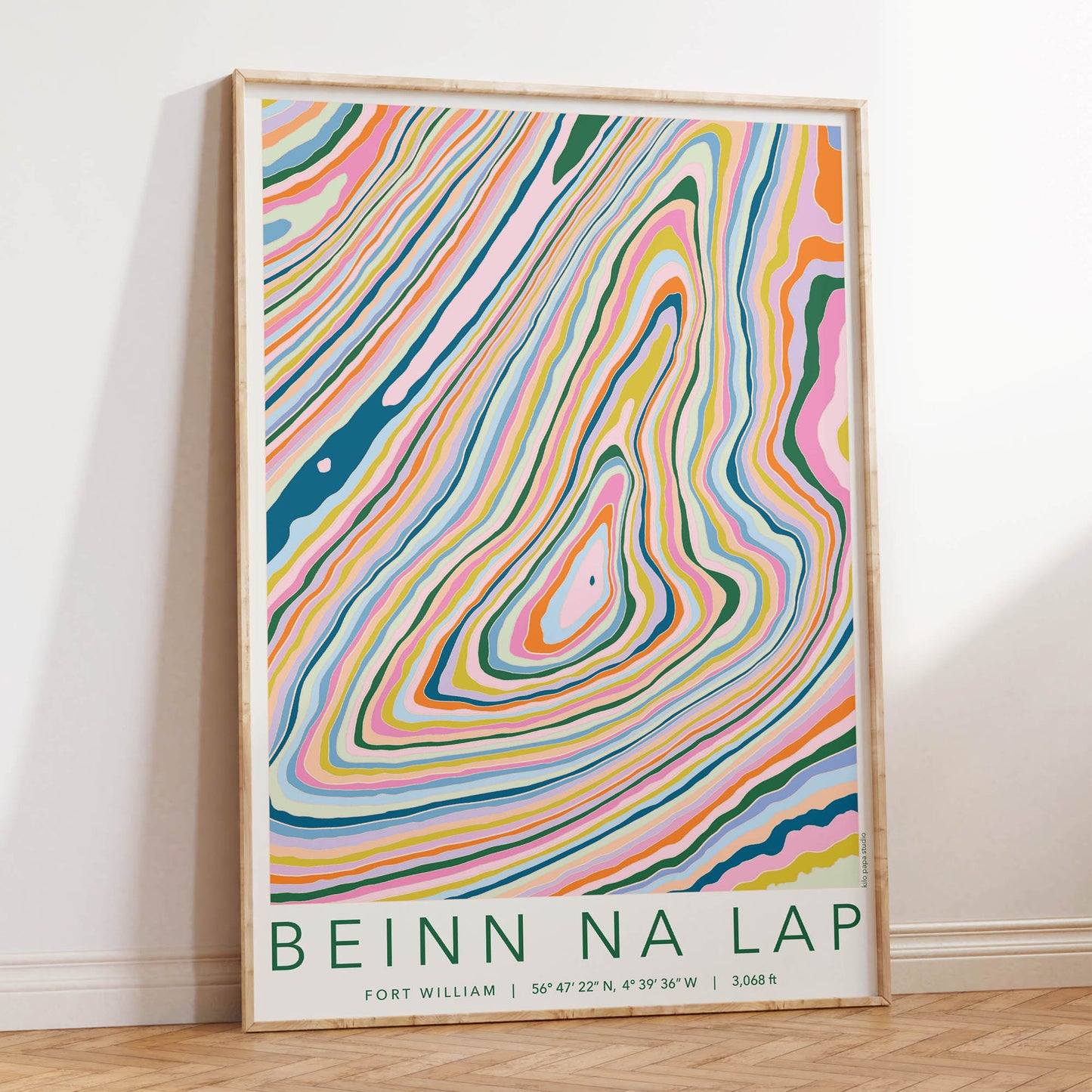 Beinn na Lap Colourful Topography Map Print