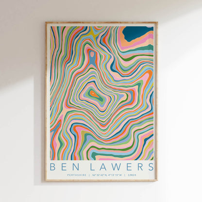 Ben Lawers Colourful Topography Map Print