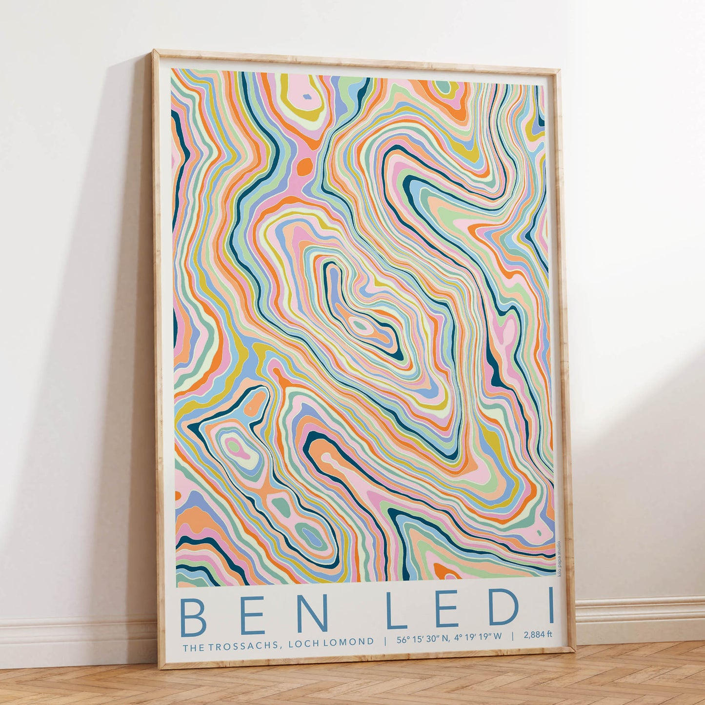 Ben Ledi Colourful Topography Map Print