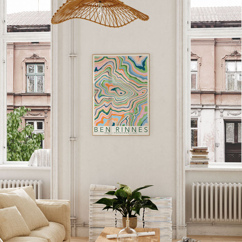 Ben Rinnes Colourful Topography Map Print