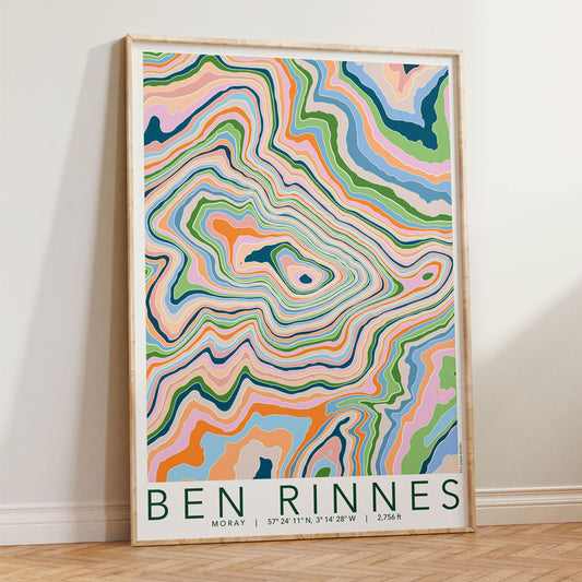 Ben Rinnes Colourful Topography Map Print