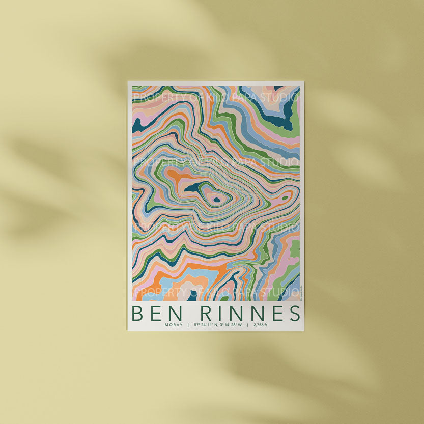 Ben Rinnes Colourful Topography Map Print