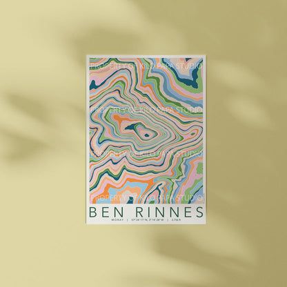 Ben Rinnes Colourful Topography Map Print