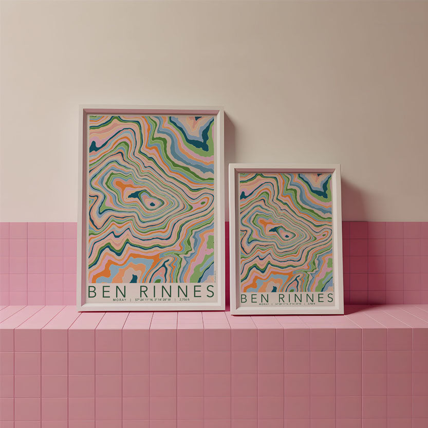Ben Rinnes Colourful Topography Map Print