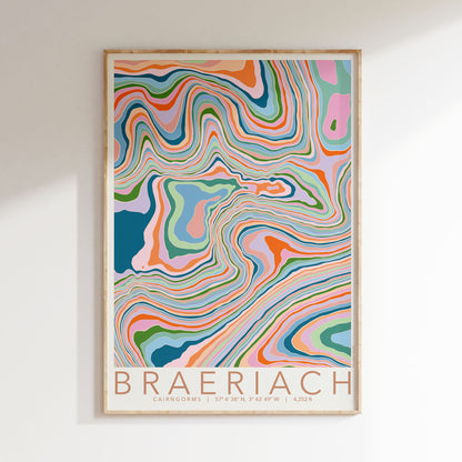 Braeriach Colourful Topography Map Print