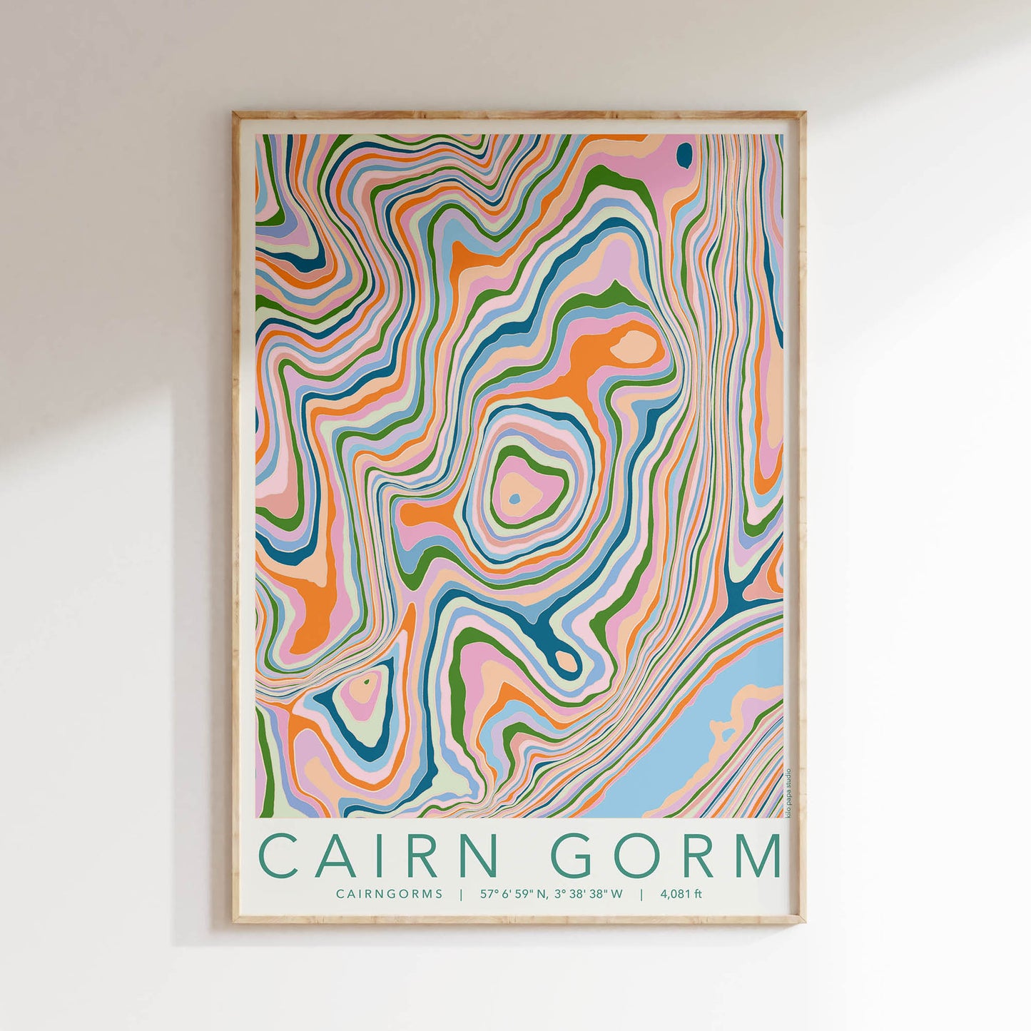 Cairn Gorm Colourful Topography Map Print