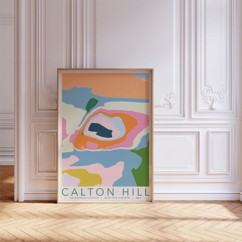 Calton Hill Colourful Topography Map Print