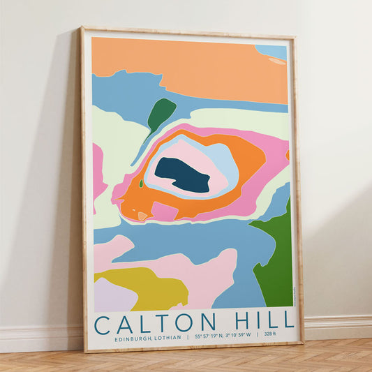 Calton Hill Colourful Topography Map Print