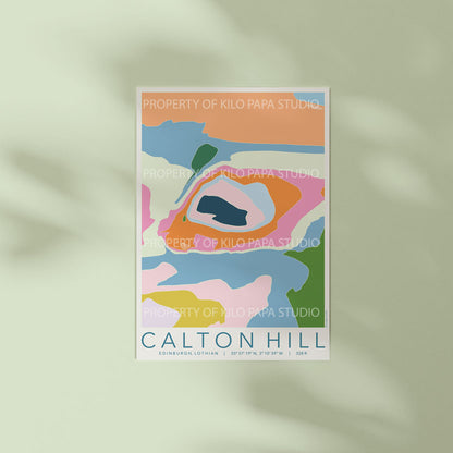 Calton Hill Colourful Topography Map Print
