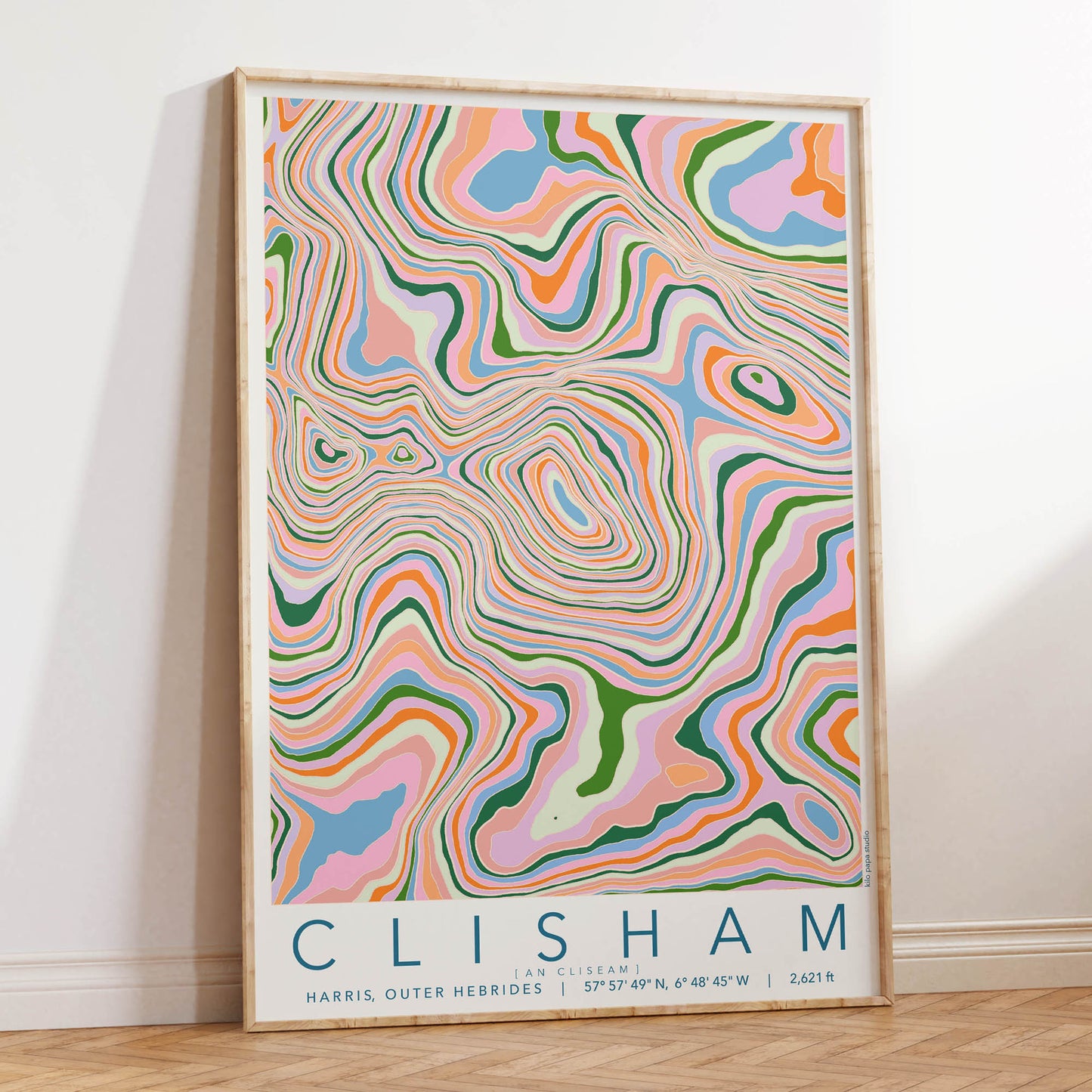 Clisham Colourful Topography Map Print