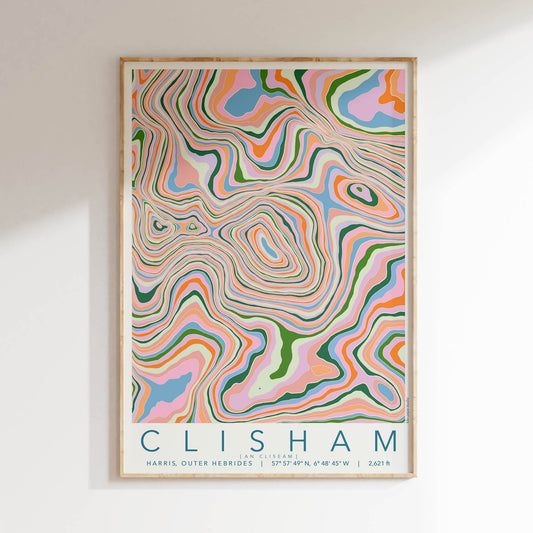 Clisham Colourful Topography Map Print