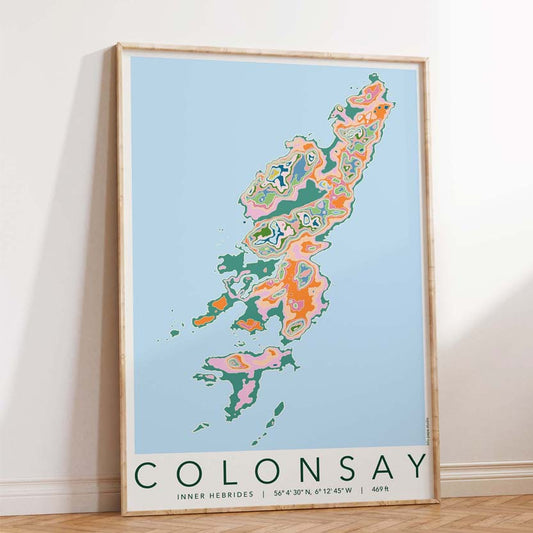 Colonsay Colourful Topography Map Print