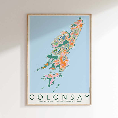 Colonsay Colourful Topography Map Print