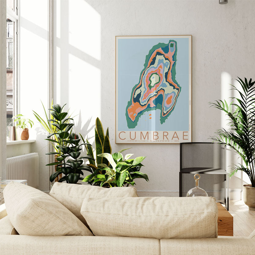 Cumbrae Colourful Topography Map Print
