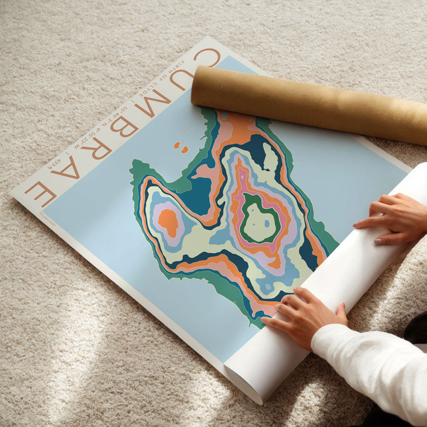 Cumbrae Colourful Topography Map Print