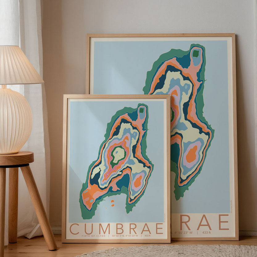 Cumbrae Colourful Topography Map Print
