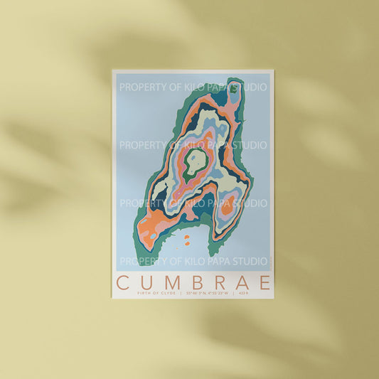 Cumbrae Colourful Topography Map Print