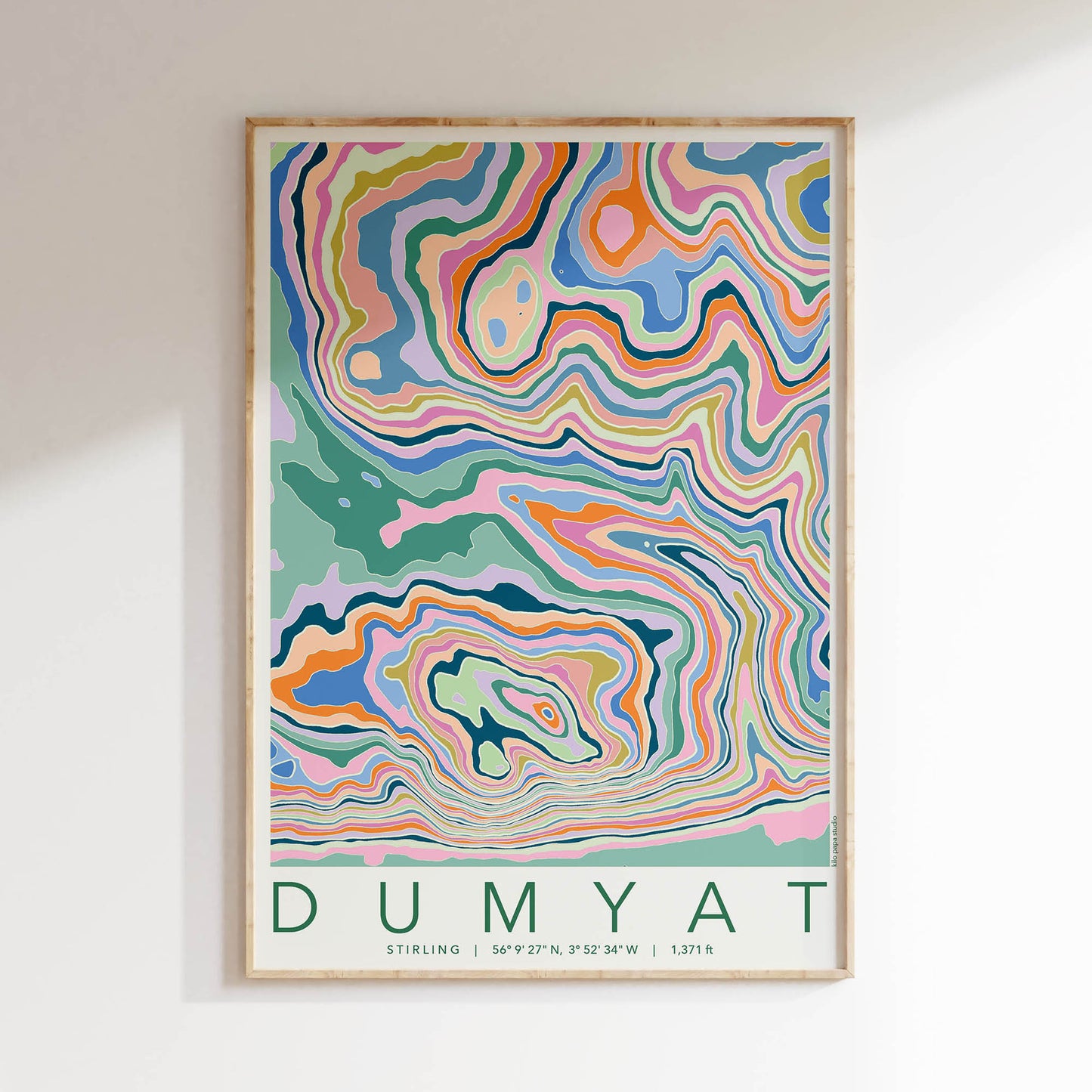 Dumyat Colourful Topography Map Print