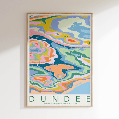 Dundee Colourful Topography Map Print