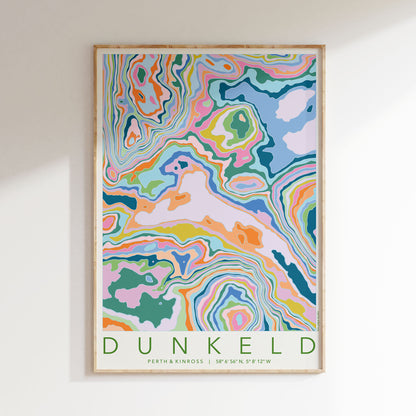 Dunkeld Colourful Topography Map Print