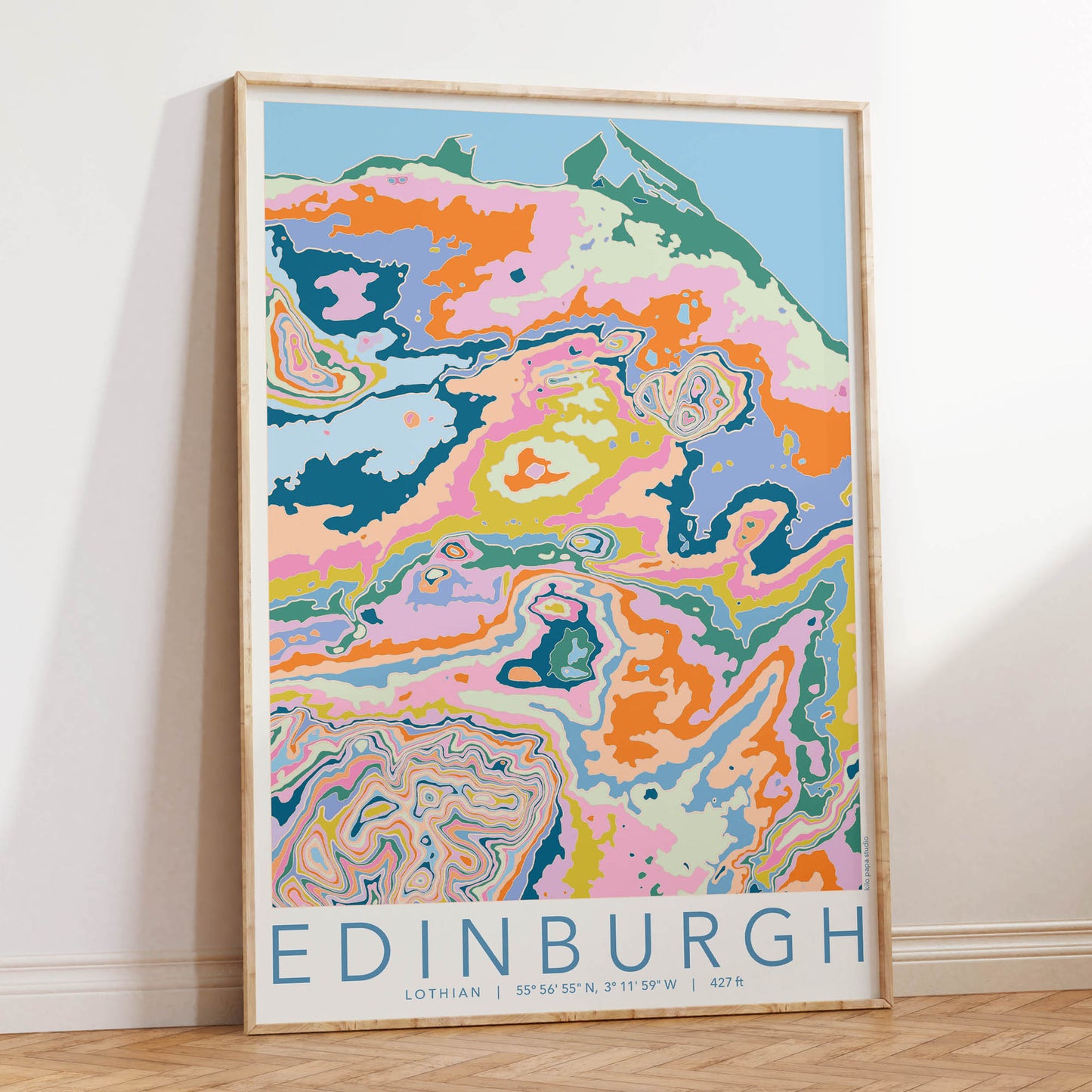 Edinburgh Colourful Topography Map Print