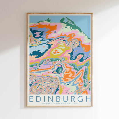 Edinburgh Colourful Topography Map Print