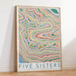 Five Sisters of Kintail Colourful Topography Map Print