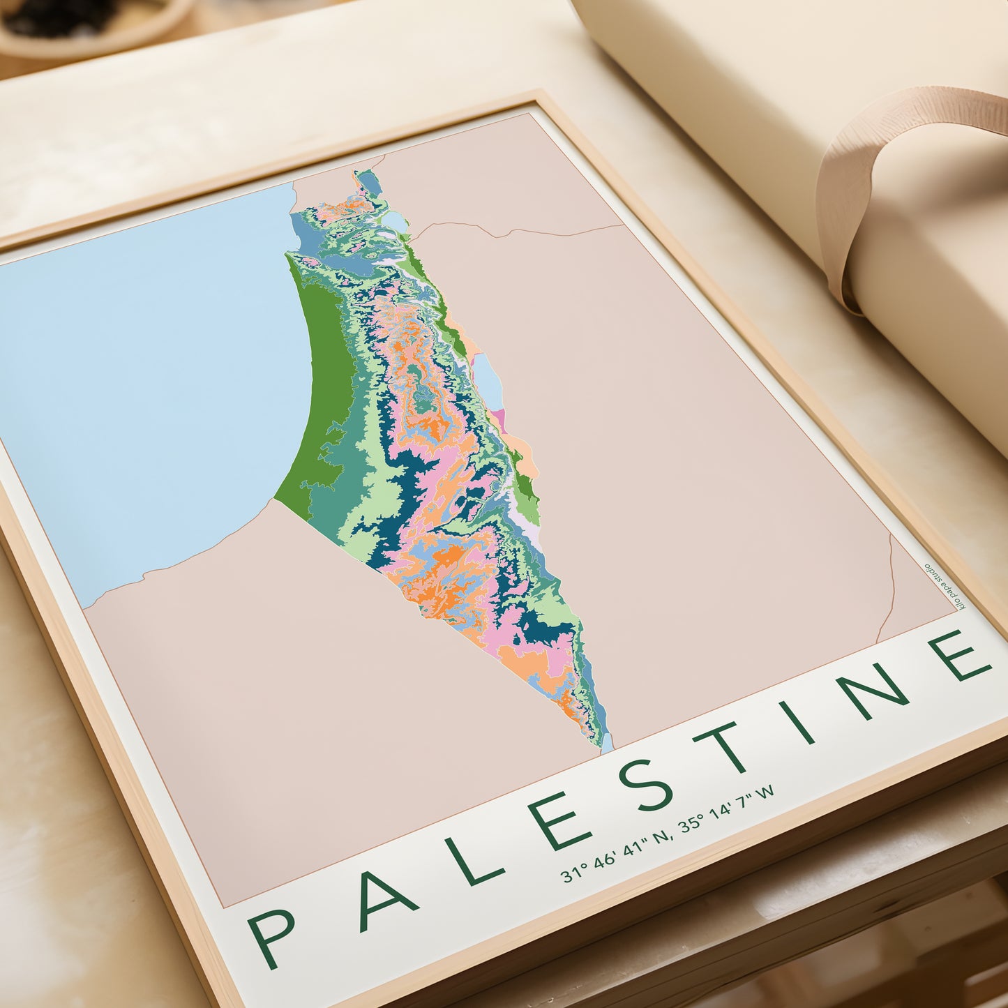 Historic Palestine Map Fundraiser Print for Palestinian Aid