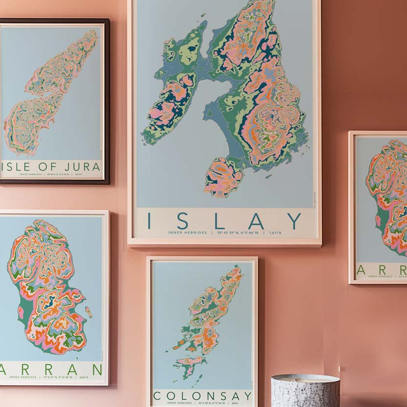 Colonsay Colourful Topography Map Print