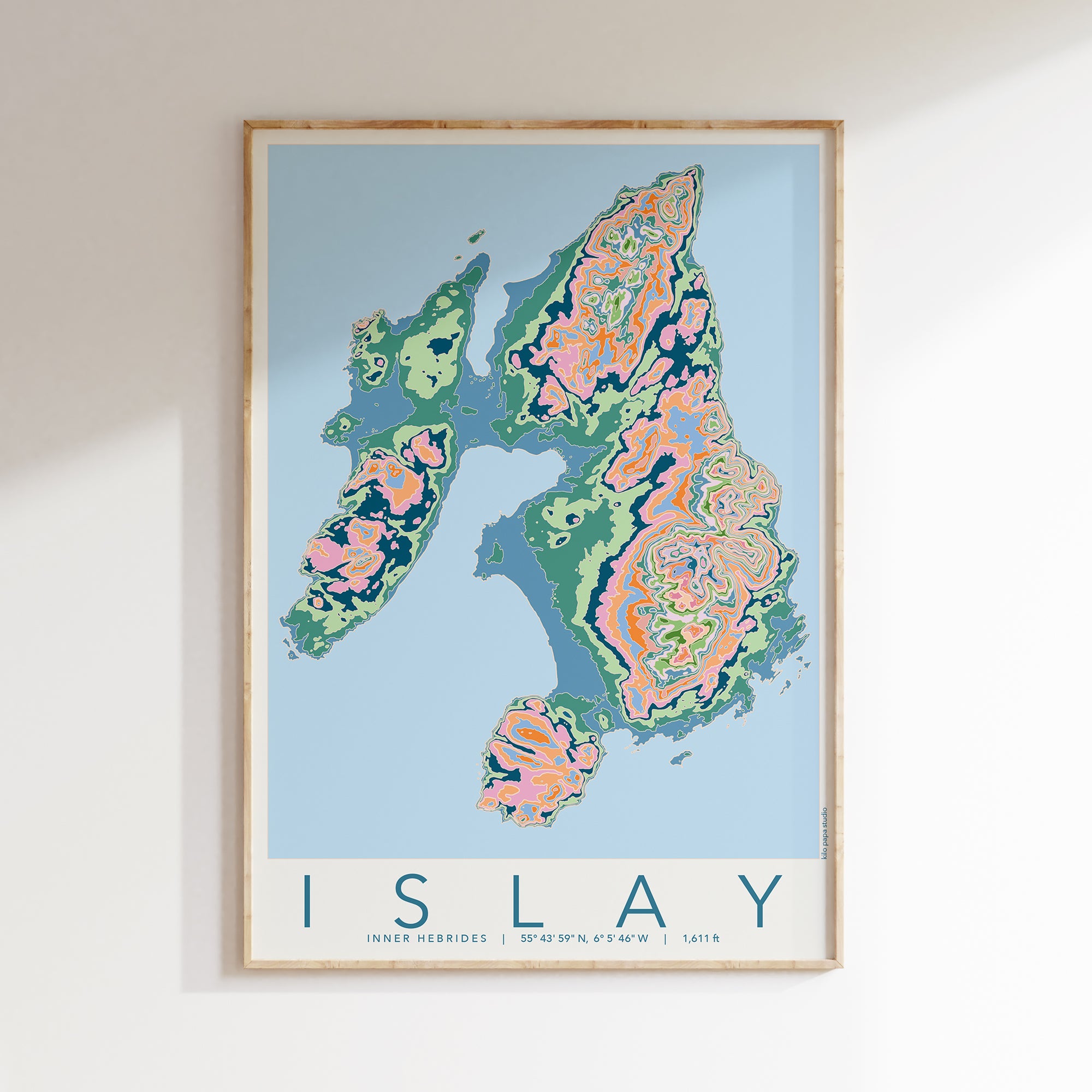 Islay Map Islay Colourful Topography Map Print – Kilo Papa Studio